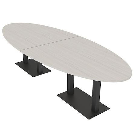 Skutchi Designs Oval Conference Table With Power, 48 in W, 120 in L, Ivory HAR-OVL-48X120-DOU.BK-K458-NA