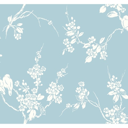 York Wallcoverings Imperial Blossoms Branch Blue Wallpaper SS2593