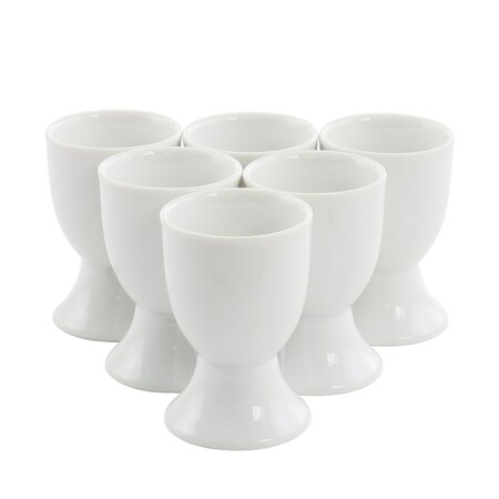 Our Table Simply White 6 Piece Round Porcelain Footed Egg Cup Set 133026.01