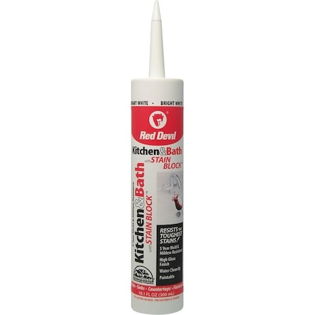 Red Devil Stain Block Sealant, White, -20 to 180 deg F, 10.1 oz Cartridge 0750