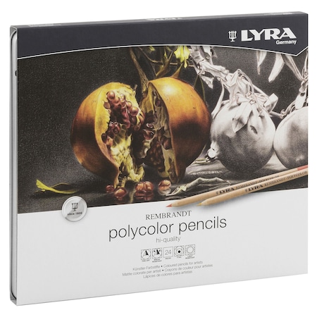 Lyra Rembrandt Polycolor Colored Pencil Set Tin, Assorted Colors, 24-Piece Set L2001240
