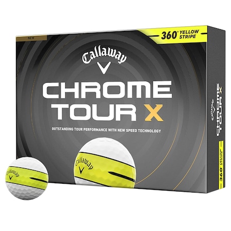 Callaway Chrome Tour X 360 Yellow Stripe 26 Golf Balls, 12PK 113582