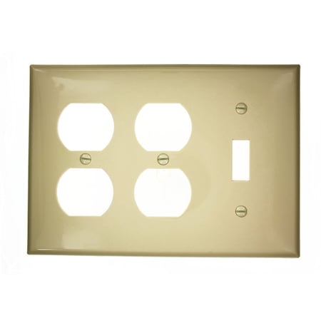 Leviton Combination Wallplate, Standard Size, Gang 3, Ivory 80747-I
