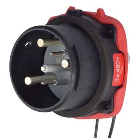 Meltric DS100C HAZ INLET POLY BLACK SIZE 4 TYPE 4X 3P+G 100 A 480 VAC 60 Hz +2 AUX 35-68243-C-K04-972-HAZ