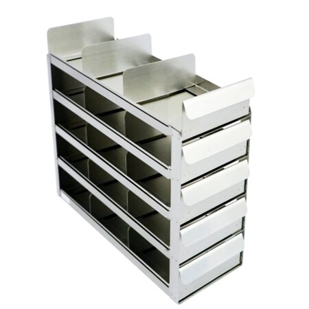 Crystal Technology Slide-Out Freezer Rack for 2inH Boxes, 15 Box Capacity, 3x5 Array, 16 1/2 x 5 1/2 x 12 1/4H 247475