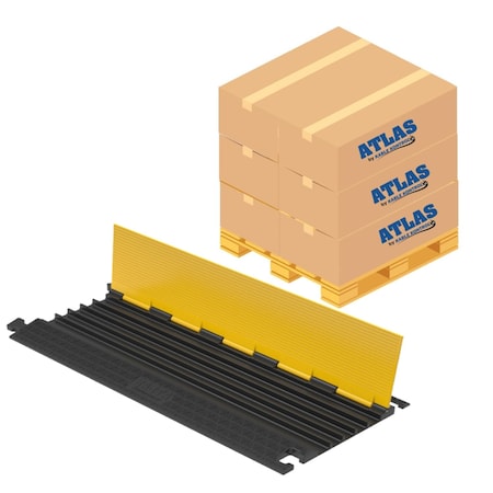Atlas Low Profile Hvy Dty Cable Protector Ramp, 5 Channel Bulk Pallet, 36'' Long Black & Yellow, 10PK CP9983-LP-10