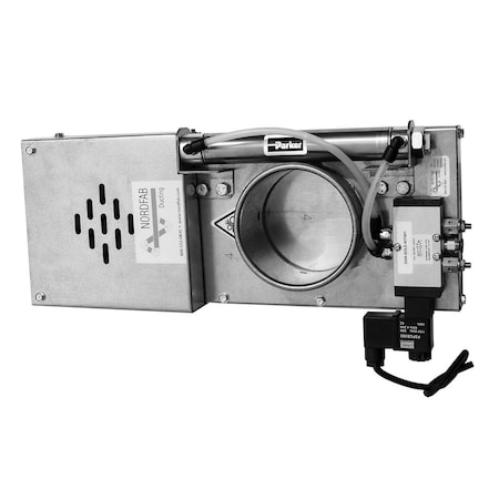 Nordfab Round Blast Gate, Galvanized Steel, 22 GA, 10-1/4" W, 5 1/4 in L, 25-1/2" H 8010002474