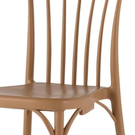 Homeroots Set of Four Tan Heavy Duty Plastic Slat Back Dining Side Chairs 565181