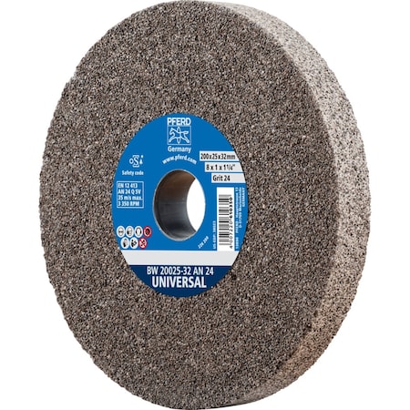 Pferd PFERD Vitrified Bench Wheel, UNIVERSAL, 8" x 1 x 2, 24 Grit, Aluminum Oxide 61763