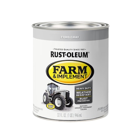 Rust-Oleum Exterior Paint, Gloss, Oil Base, Ford Gray, 1 qt 280154