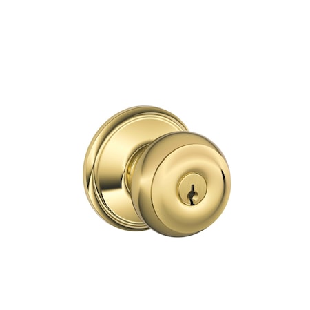 Schlage Georgian Bright Brass Keyed Entry Door Knob 1 3/4 in. F51AGEO605