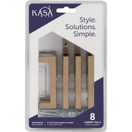 Hardware Resources KasaWare 3-3/8'' Overall Length Satin Bronze Square Bar Pull, 8PK K7063SBZ-8
