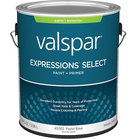 Valspar Expressions Select 4500 Latex Paint, Acrylic Base, Satin Sheen, Pastel Base, 1 gal 028.0045002.007