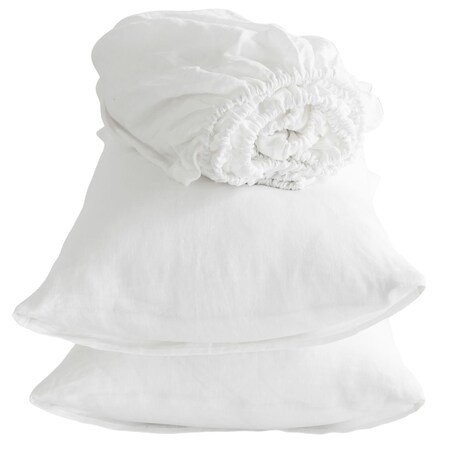 Homeroots Four Piece Ivory Linen Sheet Set 520735