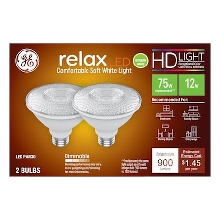 Ge Industrial Solutions LED Bulb, Flood/Spotlight, PAR30 Lamp, E26 Lamp Base, Dimmable, Clear, Soft White Light, 2PK 43094
