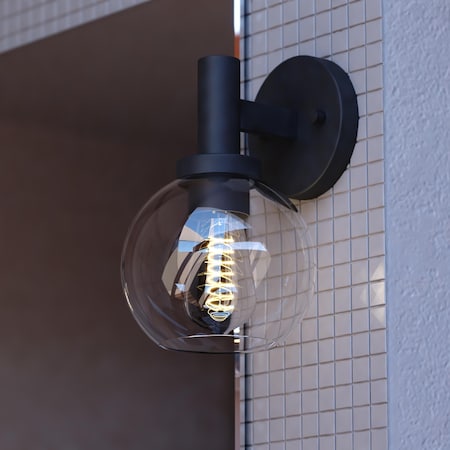 Vaxcel Marshall 1 Light LED Compatible Black Transitional Bathroom Vanity Wall Fixture Clear Glass W0461