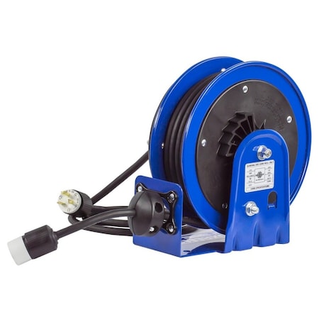 Coxreels Cord Reel, Spring Retracted, 12 AWG, Blue Reel Color, 30 ft Length, 1 Outlets PC10-3012-A