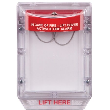 Safety Technology International Pull Station Cover with Horn, Polycarbonate, Wall Mount, Red/Clear, 3 3/16 in Depth, 6 13/16 in Wide STI-1100
