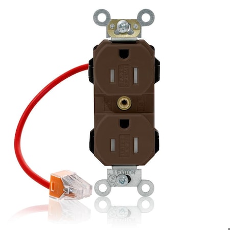 Leviton Straight Blade Receptacle, 5-15R, 15 A, 125V AC, Self-Grounded MT562-SC