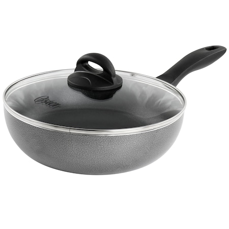 Oster Clairborne 9.5 Inch Non Stick Aluminum Wok with Lid in Granite Grey 82950.02
