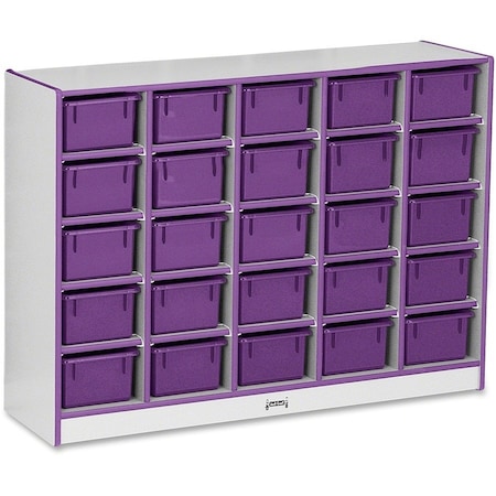 Jonti-Craft Rainbow Accents 25 Cubbie-Tray Mobile Storage, with Trays, Purple 0426JCWW004
