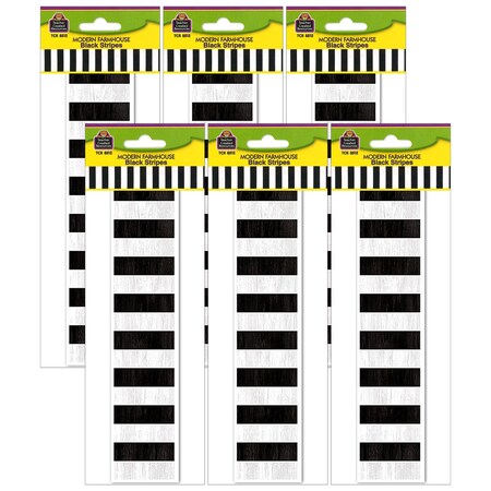 Teacher Created Resources Modern Farmhouse Black Stripes Straight Border Trim, 35 Feet Per Pack, 6PK TCR8512