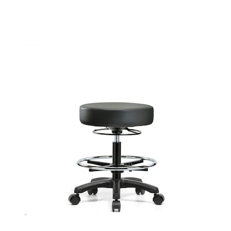 Blue Ridge Ergonomics Vinyl Mini-Stool, Med Bench, CF, Casters, Carbon BR-VMBMS-RG-CF-RC-8823