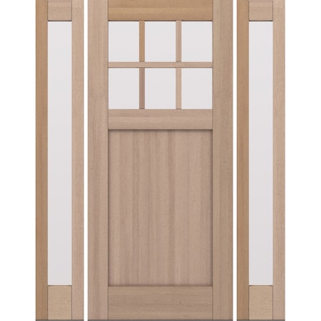 Doornmore CRF-P1G6, 65.25" x 82" ( 36" Door + 2x12" Side) Left Hand, Mahogany SDL 6 Lite Exterior Door CRF-P1G6-SW-3680-G101-SL_1-2_LI