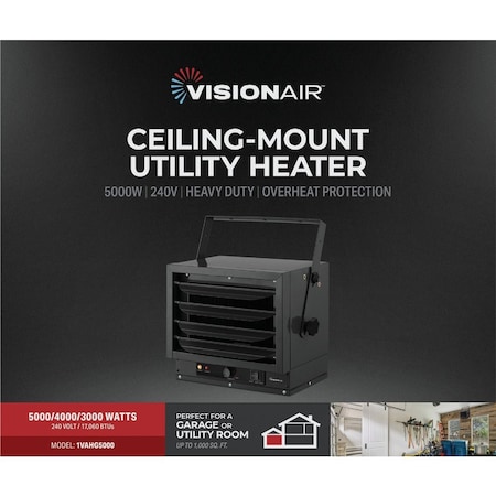 Vision Air 5000W/4000W/3000W 240V Wire Element Electric Ceiling Mount Heater 2VAHG5000