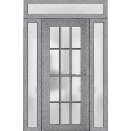 Vdomdoors Exterior Prehung uPVC Door Frosted Glass, Manux 8312 Grey Ash, W14+36+14" x H80+14", Left Inswing MANUX8312EXD-SS-W14+36+14 x H80+14-LH