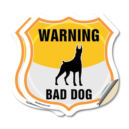 Signmission Beware Of Dog Shield Sign Warning Bad Do, 4 inch X 4 inch, Vinyl Decal, 2PK SHI-D-2PACK-4-361