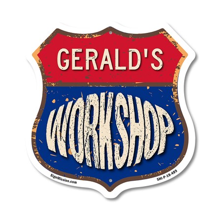 Signmission Gerald's Workshop, 18 Inch X 18 Inch, Plastic Sign SHI-P-18-489-GERALD