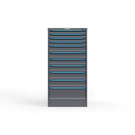 Strong Hold 11 drawer cabinet - (4x 2ft, 4x 4ft, 2x 5ft, 1x 9ft) - Blue accents - Keyed Different S3060-PPDAS-1102FS