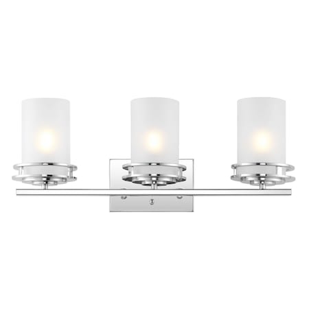Jonathan Y Fairfax 23" 3-Light Metal/Frosted Glass Contemporary Glam LED Vanity Light, Chrome JYL7486A