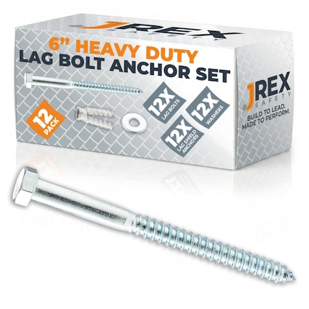 Jrex Safety 6 in Anchor Set (Anchor Lag Shield and Washer) for Speed Bump/Wheel Stop on Concrete, 12PK CAS6-JR-12