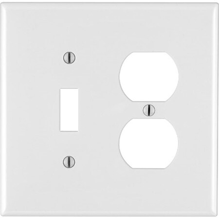 Eaton Wiring Devices 0PJ1800W Toggle & Duplex Receptacle Mid Size Wallplate 3007242