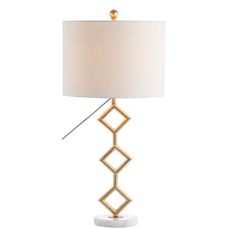 Jonathan Y Diamante 29.5" Modern Gilt Metal with Marble Base LED Table Lamp, Gold/White JYL1080A