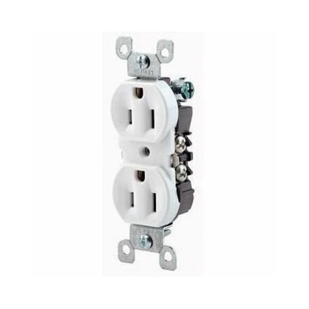 Leviton Residential Grade Duplex Receptacle, 15 Amp, 125 Volt 12650-W