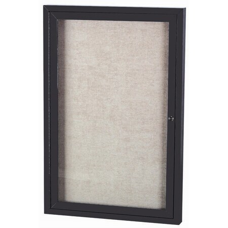 Aarco Outdoor Illuminated Enclosed Bulletin Board w/ Al Frame, Powder Coated Black, 48''Hx36''W ODCC4836RIBK