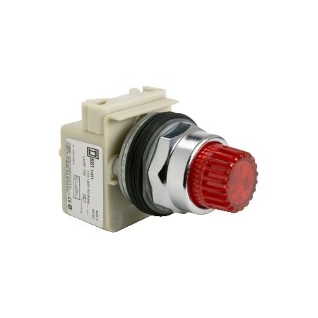 Square D 30mm push button, Type K, illuminated momentary, 1.375 inch red mushroom, 24/28VAC/DC LED light module, no contacts, NEMA 4 9001K2L35LRR20