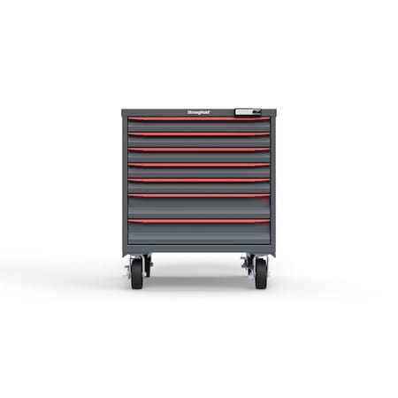 Strong Hold 7 drawer cabinet - (5x 2in, 2x 4in) - Red accents - E-Lock w/ Tracking S3036-PCTAS-0701DS