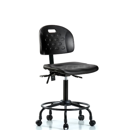 Blue Ridge Ergonomics Newport Med Bench Chair, RT, Casters, No Arms, 24" to 32" Height, Black; Blue BR-HPMBCH-RT-T0-A0-RC