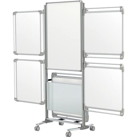 Ghent Easel+ Mobile 2-Sdd Prcln Whtbrd w/Tblt Strg, Mag, 8 Tablets, 39 in H x 26 in W NEX204EP8-FR