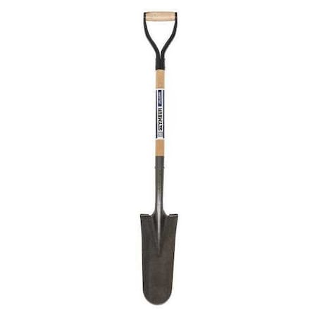Seymour Midwest Drain Spade Shovel, 14 ga Steel Blade, Forward Turn Step, 30 in L Natural Hardwood Handle 49157
