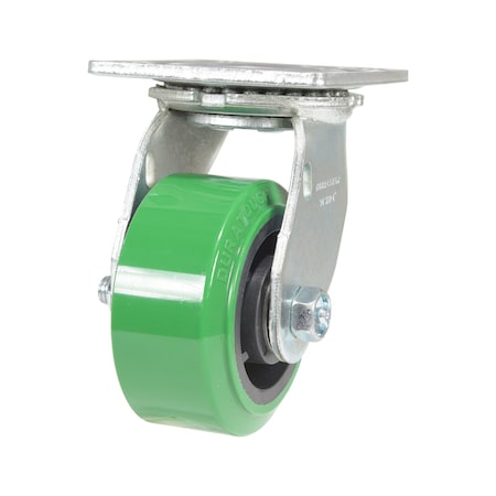 Vestil Polyurethane Swivel Caster 4 In. Diameter x 2 In. Width 700 Lb. Capacity Green/Black CST-F34-4X2DT-S