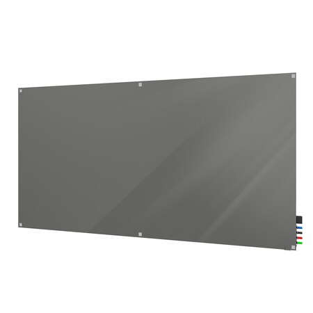 Ghent Harmony Glassboard w/ Standoffs, Non-Magnetic, Square Corners, 4'H x 6'W, Smoke HMYSN46SK