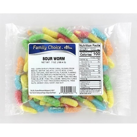 Family Choice Sour Worm Candy, 75 oz 1283