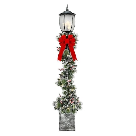 Puleo Asia Ltd Glittery Lamp Post Yard Decor, 20 in L, 20 in W, Metal/PVC, White, LED 301-LPG-70F5LW05