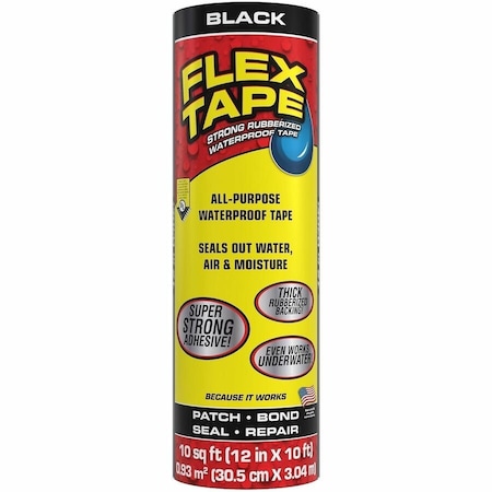 Flex Tape Flex Seal Family of Products Flex Tape 12 in. W X 10 ft. L Black Waterproof Repair Tape TFSBLKR1210