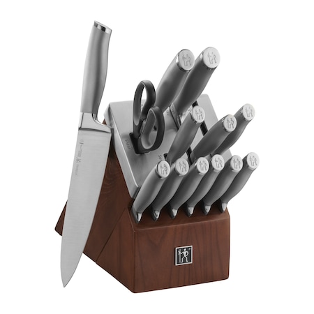Henckels Modernist 14-pc Self-Sharpening Knife Set with Block, Dark Brown, Stainless Steel, Walnut 1014117